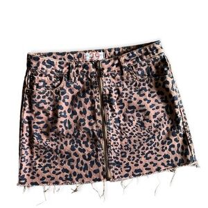 We The Free Leopard Print Mini Skirt - Black and Tan